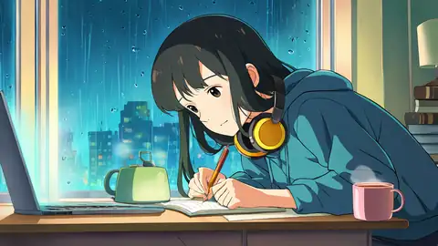Girl Studying Rainy Window lofi wallpaper girl studying rainy window 2022887351
