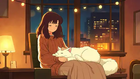 Girl With Cat Lamplight lofi wallpaper girl with cat lamplight 0232739734