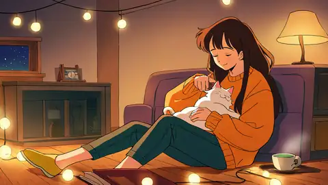 Girl With Cat Lamplight lofi wallpaper girl with cat lamplight 0238167444