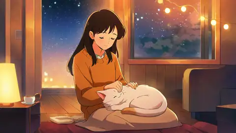 Girl With Cat Lamplight lofi wallpaper girl with cat lamplight 0259968657