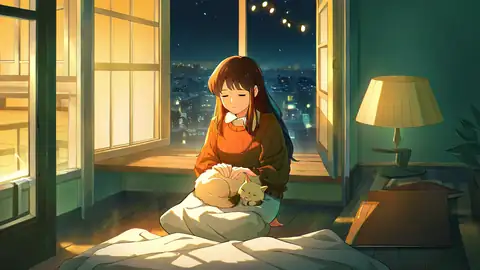 Girl With Cat Lamplight lofi wallpaper girl with cat lamplight 0396189663
