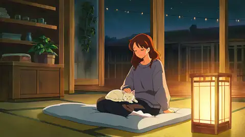 Girl With Cat Lamplight lofi wallpaper girl with cat lamplight 0423109271