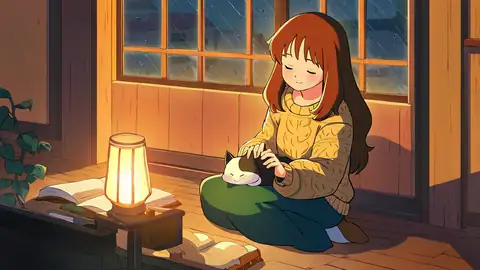 Girl With Cat Lamplight lofi wallpaper girl with cat lamplight 0423818413