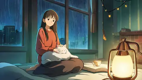 Girl With Cat Lamplight lofi wallpaper girl with cat lamplight 0457236167