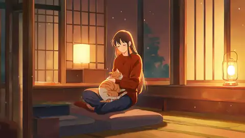Girl With Cat Lamplight lofi wallpaper girl with cat lamplight 0483787036