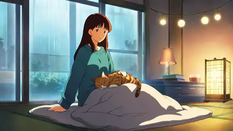 Girl With Cat Lamplight lofi wallpaper girl with cat lamplight 0639652244