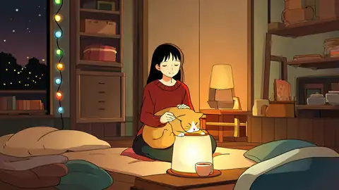 Girl With Cat Lamplight lofi wallpaper girl with cat lamplight 0805018594