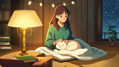 Girl With Cat Lamplight lofi wallpaper girl with cat lamplight 0872853863