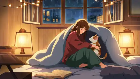 Girl With Cat Lamplight lofi wallpaper girl with cat lamplight 0991994643