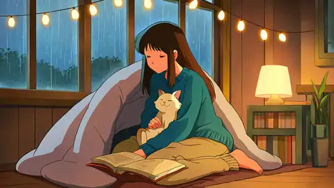 Girl With Cat Lamplight lofi wallpaper girl with cat lamplight 1190809723