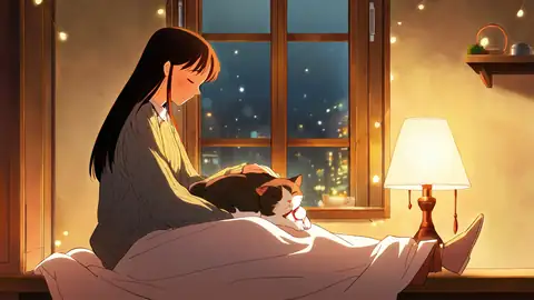 Girl With Cat Lamplight lofi wallpaper girl with cat lamplight 1619768050