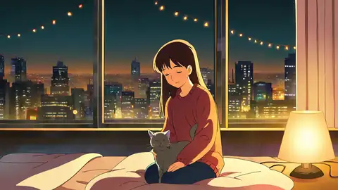 Girl With Cat Lamplight lofi wallpaper girl with cat lamplight 1671365664