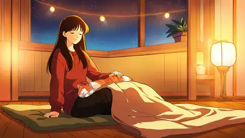 Girl With Cat Lamplight lofi wallpaper girl with cat lamplight 1753992483