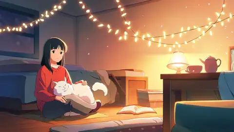 Girl With Cat Lamplight lofi wallpaper girl with cat lamplight 1849216771