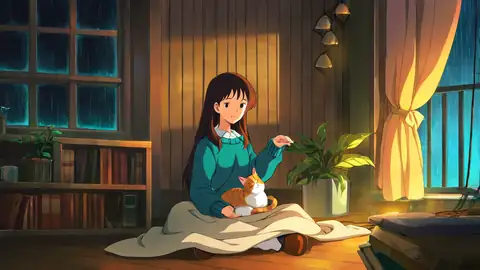 Girl With Cat Lamplight lofi wallpaper girl with cat lamplight 1920712550