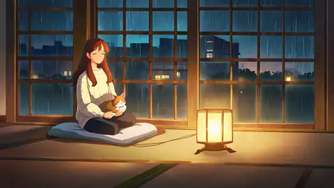 Girl With Cat Lamplight lofi wallpaper girl with cat lamplight 2038186684