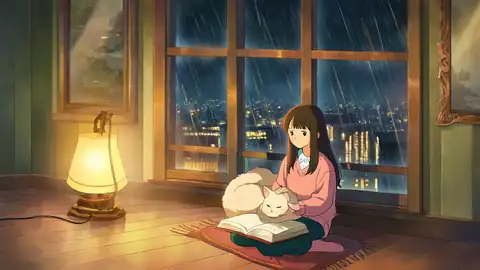 Girl With Cat Lamplight lofi wallpaper girl with cat lamplight 2131899447