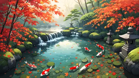 Japanese Garden Koi Pond lofi wallpaper japanese garden koi pond 0270146552