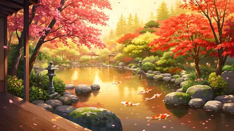Japanese Garden Koi Pond lofi wallpaper japanese garden koi pond 0444049696