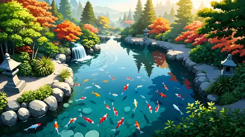 Japanese Garden Koi Pond lofi wallpaper japanese garden koi pond 0776443195