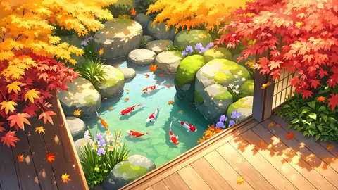 Japanese Garden Koi Pond lofi wallpaper japanese garden koi pond 0813257091