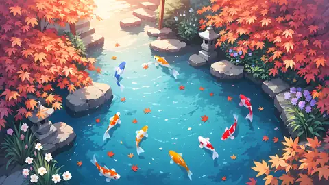 Japanese Garden Koi Pond lofi wallpaper japanese garden koi pond 0991784104