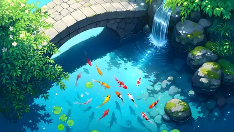 Japanese Garden Koi Pond lofi wallpaper japanese garden koi pond 1548248942