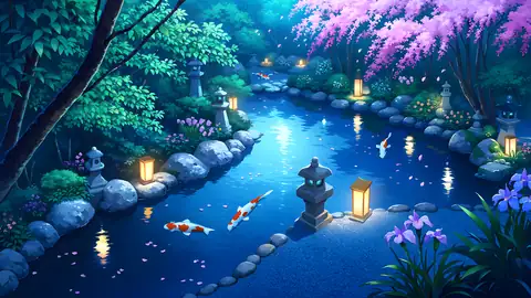 Japanese Garden Koi Pond lofi wallpaper japanese garden koi pond 1815748651