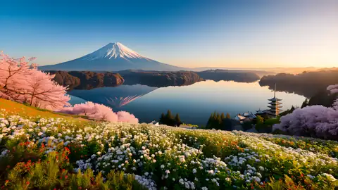 Mount Fuji Lake lofi wallpaper mount fuji lake 1936245698