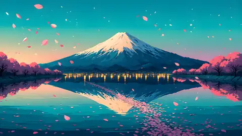 Mount Fuji Lake lofi wallpaper mount fuji lake 2140283562