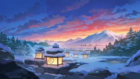 Onsen Winter lofi wallpaper onsen winter 0545225470