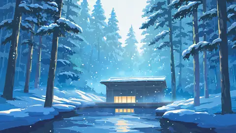 Onsen Winter lofi wallpaper onsen winter 0711220085