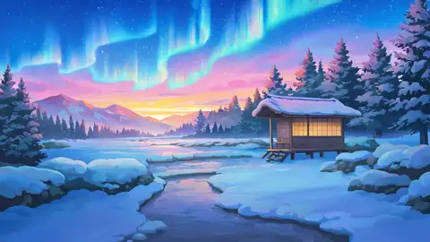 Onsen Winter lofi wallpaper onsen winter 1379566768