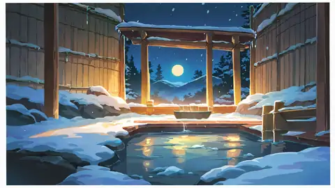 Onsen Winter lofi wallpaper onsen winter 1397822329
