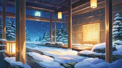 Onsen Winter lofi wallpaper onsen winter 1413799744
