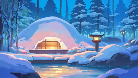 Onsen Winter lofi wallpaper onsen winter 1429740701
