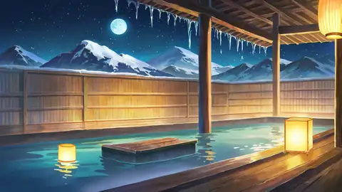Onsen Winter lofi wallpaper onsen winter 1707424511