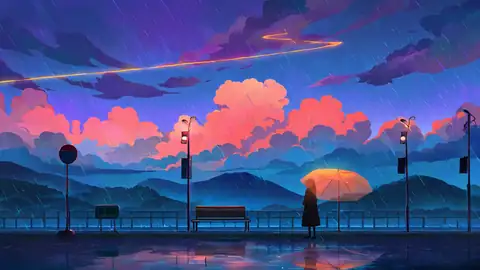 Rainy Bus Stop lofi wallpaper rainy bus stop 0146947605