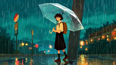 Rainy Bus Stop lofi wallpaper rainy bus stop 0274688636