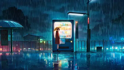 Rainy Bus Stop lofi wallpaper rainy bus stop 0849749595