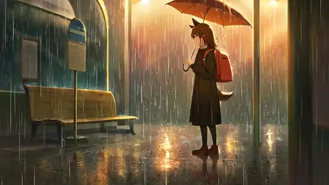 Rainy Bus Stop lofi wallpaper rainy bus stop 1430796327
