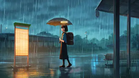 Rainy Bus Stop lofi wallpaper rainy bus stop 1487036791