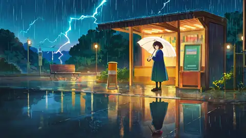 Rainy Bus Stop lofi wallpaper rainy bus stop 1964174468