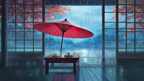 Rainy Porch Engawa lofi wallpaper rainy porch engawa 1054296341