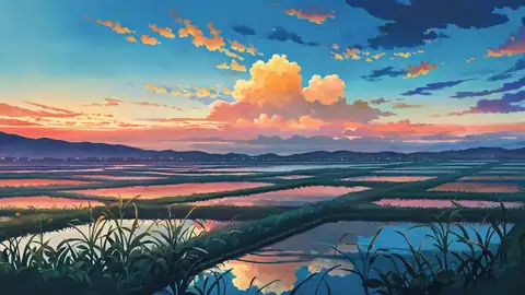 Rice Fields Summer lofi wallpaper rice fields summer 0052526434