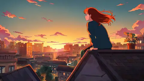 Rooftop Sunset lofi wallpaper rooftop sunset 0544486999