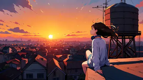 Rooftop Sunset lofi wallpaper rooftop sunset 1092050684