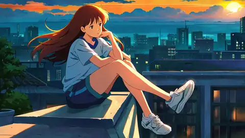 Rooftop Sunset lofi wallpaper rooftop sunset 1319187051