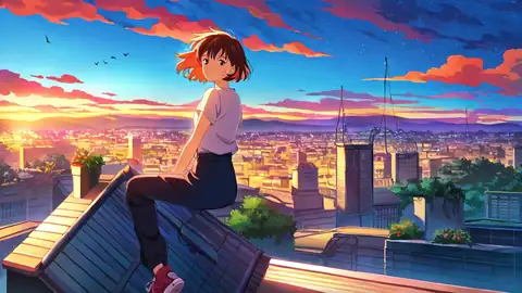 Rooftop Sunset lofi wallpaper rooftop sunset 1551477566