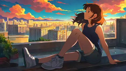 Rooftop Sunset lofi wallpaper rooftop sunset 1735170419